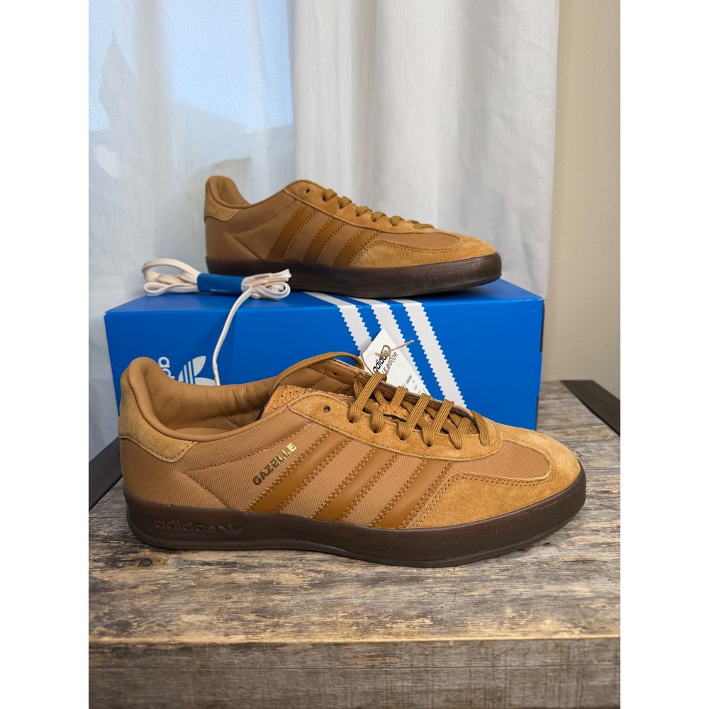ADIDAS Gazelle Indoor Mesa Tan Suede Gum Sole Men's 8.5 NEW In Box Brown Gold